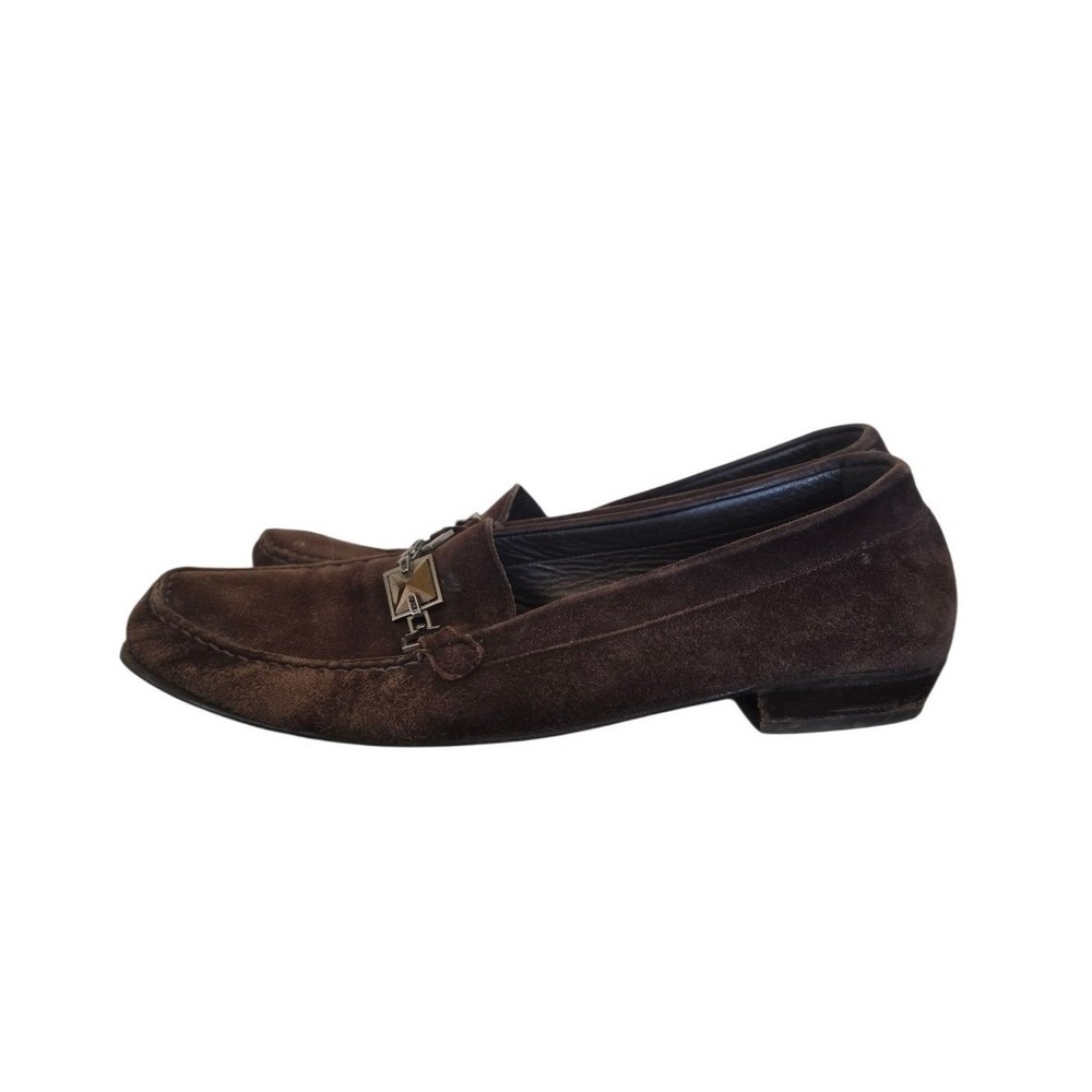 Stuart Weitzman Suede Chocolate Brown Stones Accent Preppy Old Money Loafers 9